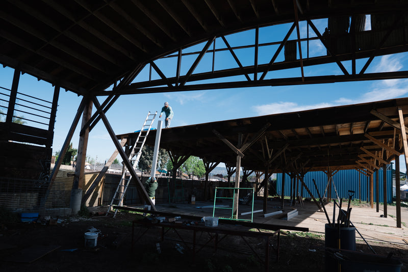PJ Infrastructure Staff working on the new aquaponics site